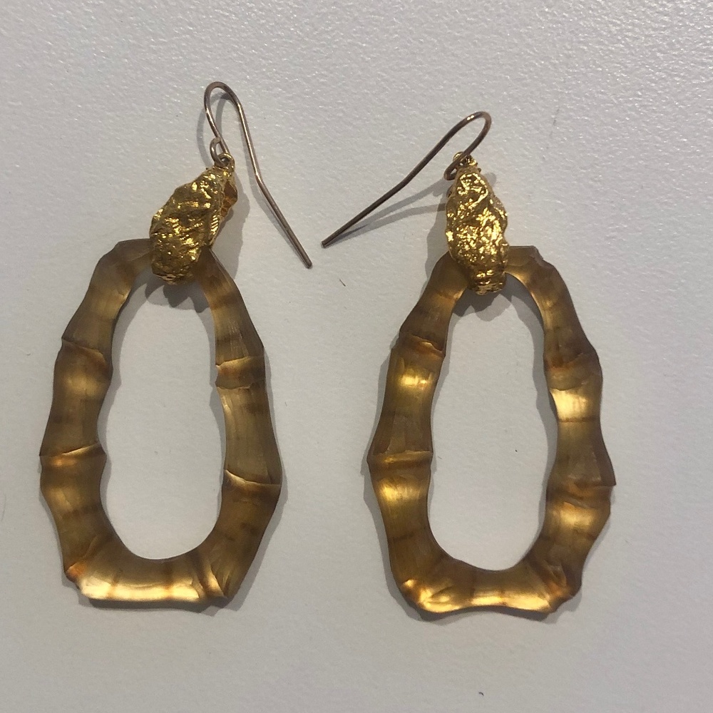 Earrings - Anthropologie burnished gold 1" wide x 2" high - lightweight!